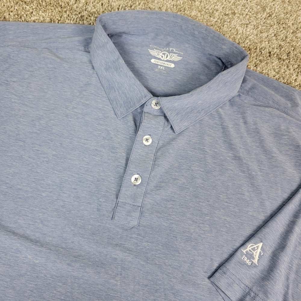 Straight Down Mens 3XL Solid Gray Performance Stretch Polo Short‎ Sleeve